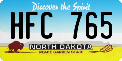 ND license plate HFC765