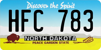 ND license plate HFC783
