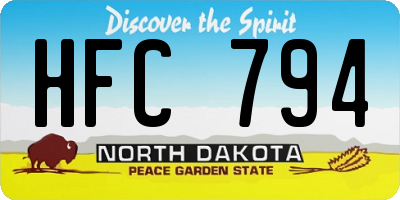 ND license plate HFC794