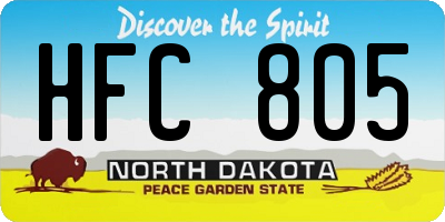 ND license plate HFC805