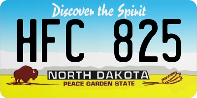 ND license plate HFC825