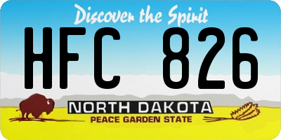 ND license plate HFC826