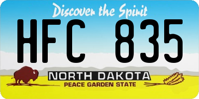 ND license plate HFC835