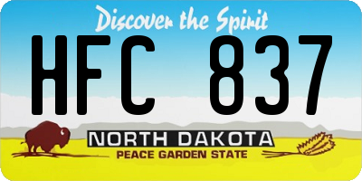 ND license plate HFC837
