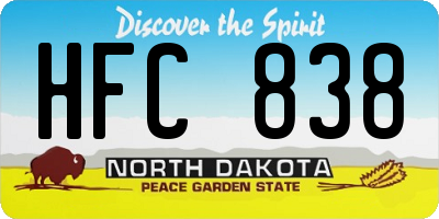 ND license plate HFC838