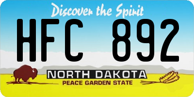 ND license plate HFC892