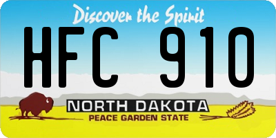 ND license plate HFC910
