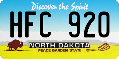 ND license plate HFC920
