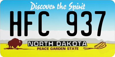 ND license plate HFC937