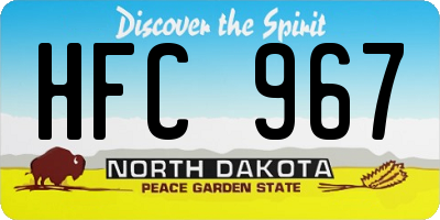 ND license plate HFC967