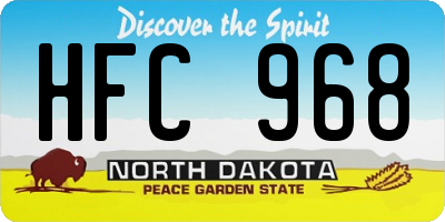 ND license plate HFC968