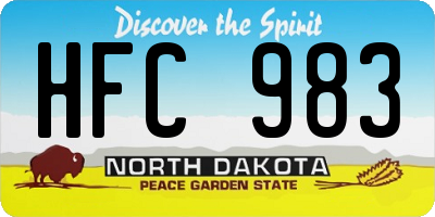 ND license plate HFC983