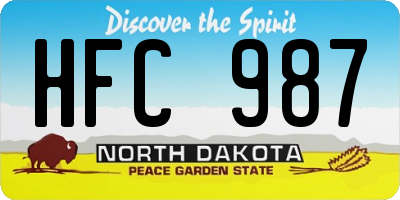 ND license plate HFC987