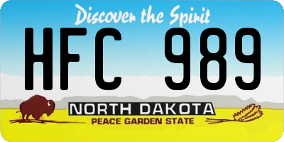 ND license plate HFC989