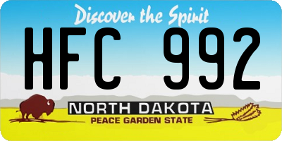 ND license plate HFC992