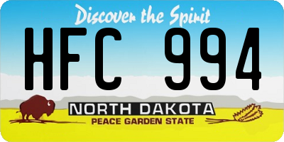 ND license plate HFC994