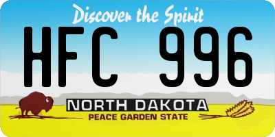 ND license plate HFC996
