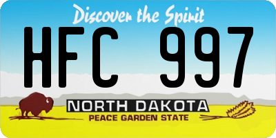 ND license plate HFC997