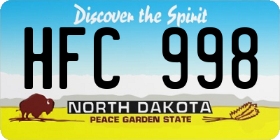 ND license plate HFC998