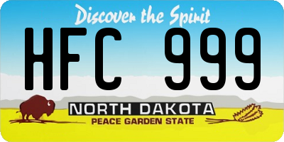 ND license plate HFC999