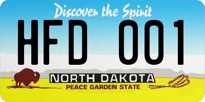 ND license plate HFD001