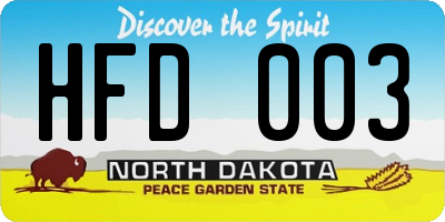ND license plate HFD003