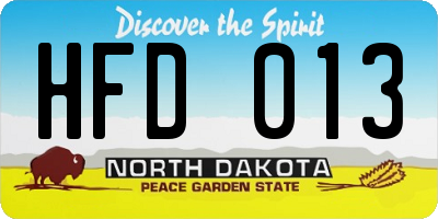 ND license plate HFD013