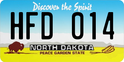 ND license plate HFD014