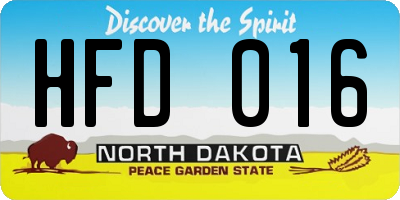 ND license plate HFD016