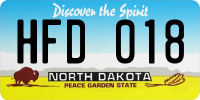 ND license plate HFD018