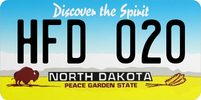 ND license plate HFD020