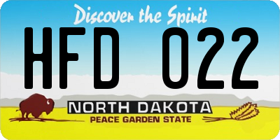 ND license plate HFD022