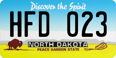 ND license plate HFD023