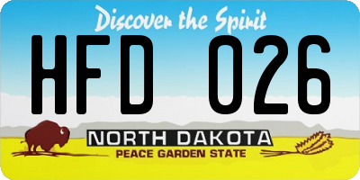 ND license plate HFD026