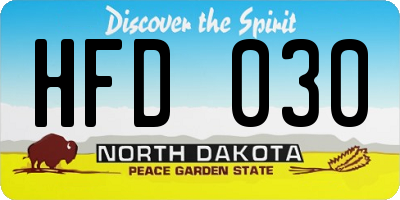 ND license plate HFD030
