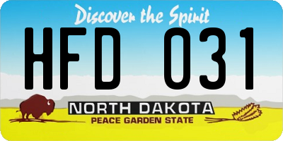 ND license plate HFD031
