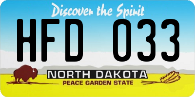 ND license plate HFD033