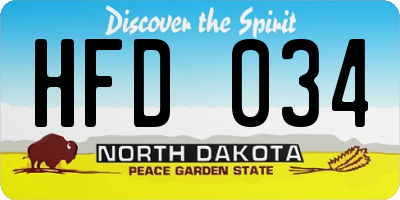 ND license plate HFD034