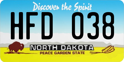 ND license plate HFD038