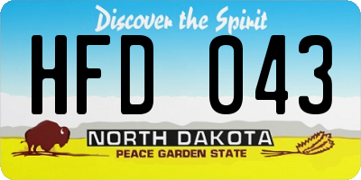 ND license plate HFD043
