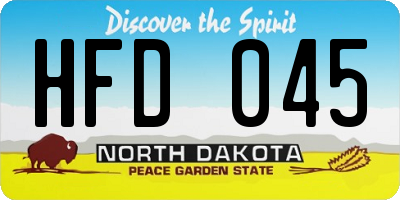 ND license plate HFD045