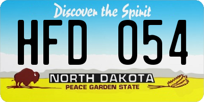 ND license plate HFD054