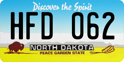 ND license plate HFD062