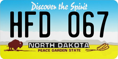 ND license plate HFD067