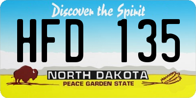 ND license plate HFD135