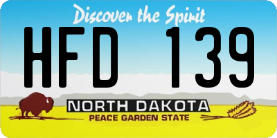 ND license plate HFD139