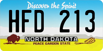 ND license plate HFD213