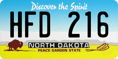 ND license plate HFD216