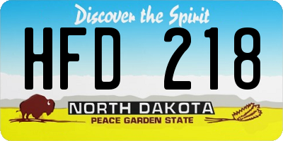 ND license plate HFD218