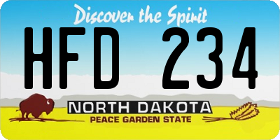 ND license plate HFD234